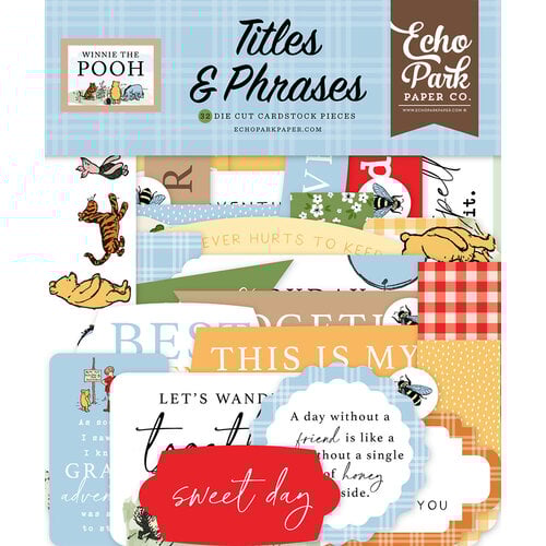 Echo Park Paper Company Title & Phrases Die Cut Cardstock Pieces Winnie the Pooh  - Qty 32 - WTP363032