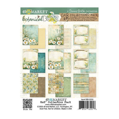 49th and Market Botanical Buzz Paper Pack A Dennis Bruton Collection - 6"x8" - 9 double-sided paper - DBB32253