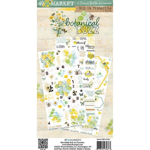 49th and Market Botanical Buzz Rub On Transfers  A Dennis Bruton Collection - 3 sheets - DBB32383