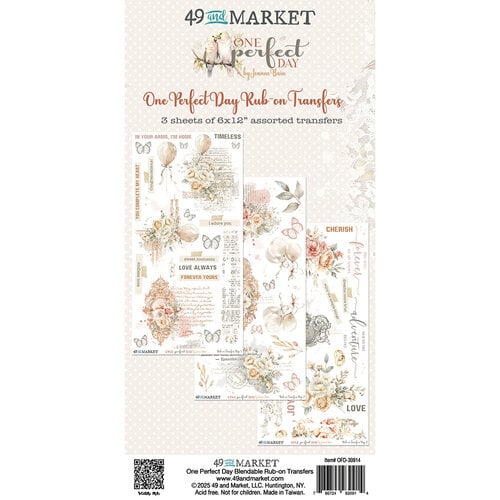 49th and Market One Perfect Day Rub On Transfers 3 sheets - 6x12" - Assorted Transfers - OFD30914