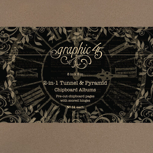 Graphic 45 Staples 2-In-1 Tunnel & Pyramid Chipboard Albums 8X8