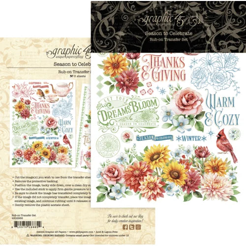 Graphic 45 Season To Celebrate Rub-on Transfer Set