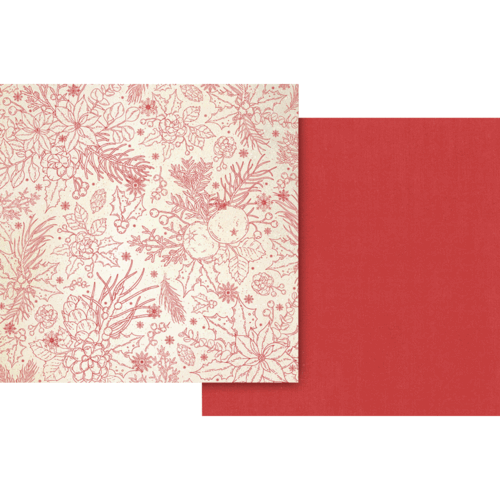 Graphic 45 Deck The Halls Poinsettia Red Pattern & Solid Sheet