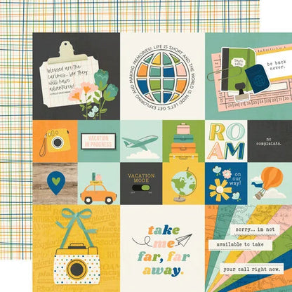Simple Stories - Happy Travels Collection - 12 x 12 Double Sided Paper - 2 x 2 And 4 x 4 Elements