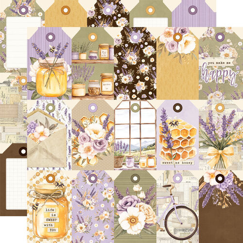 Simple Stories - Simple Vintage Lavender Fields Collection - 12 x 12 Double Sided Paper - Tag Elements