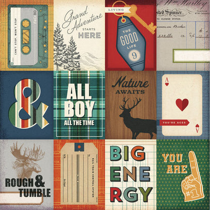 Simple Stories - Rustic Legend Collection - 12 x 12 Double Sided Paper - 3 x 4 Elements