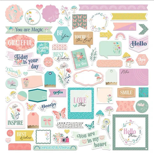 PhotoPlay - Wildflower Dreams Collection - 12 x 12 Cardstock Stickers - Elements