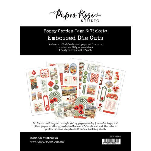 Paper Rose Poppy Garden Tags & Tickets Embossed Dies