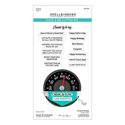 Spellbinders Cruising By Sentiments Stamp and Die Cut Set  Stamp and Die Cut Set  SDS204