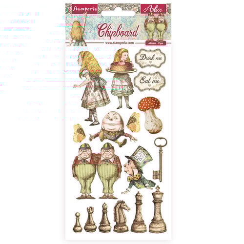 Stamperia Chipboard Adhesives Alice in Wonderland - DFLCB38