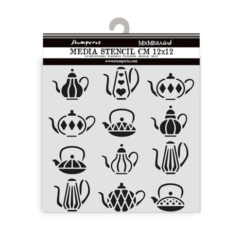 Stamperia Media Stencil  12x12 cm - KSTDS56 - Tea Pots