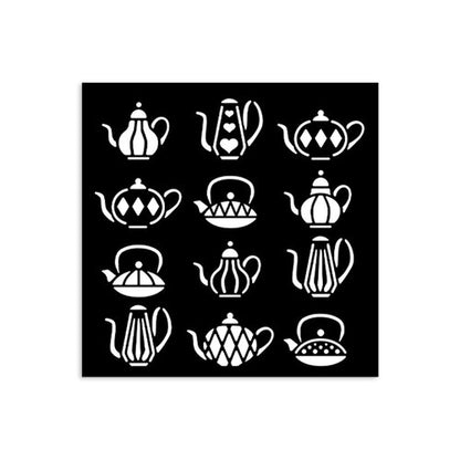 Stamperia Media Stencil  12x12 cm - KSTDS56 - Tea Pots