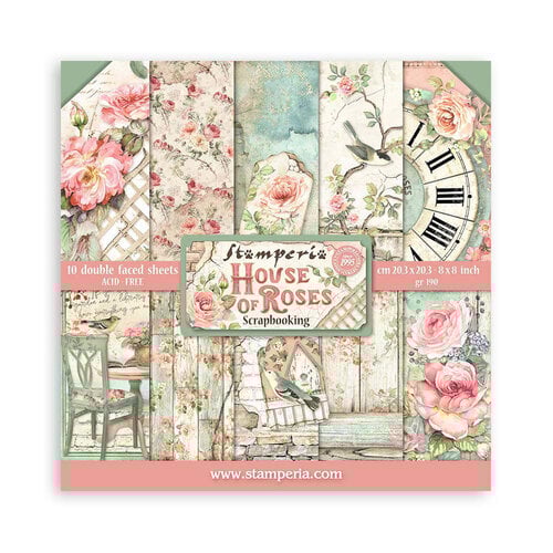 Stamperia Scrapbooking Double Faced Sheets Qty 10 - House of Roses - SBBS08