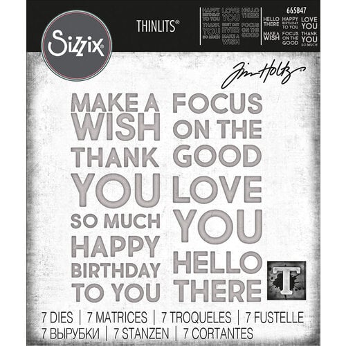 Sizzix Tim Holtz Bold Text # 1 Sentiments Thinlets Die Cuts 665847