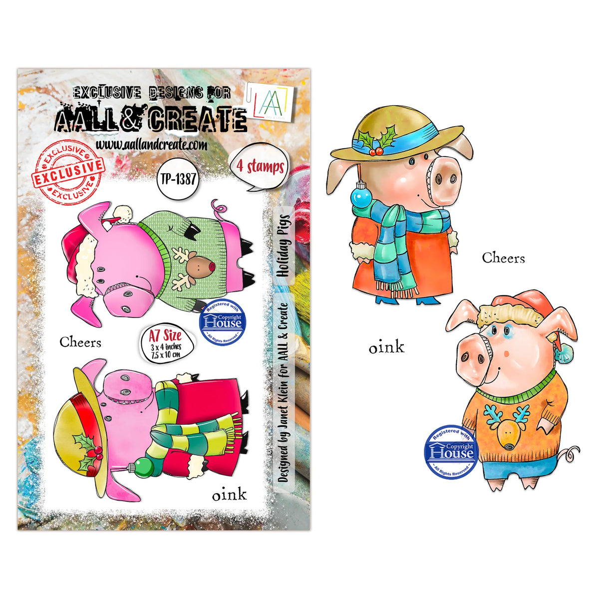 #TP-1387 - A7 Stamp Set - Holiday Pigs