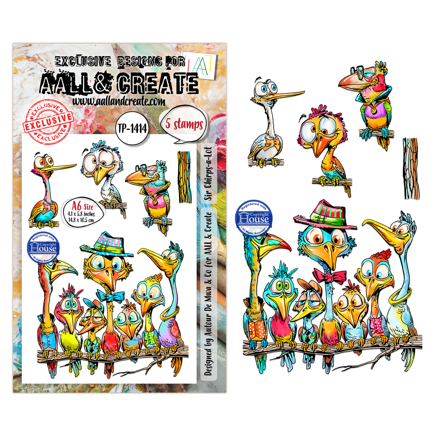 TP-1414 - A6 Stamp Sets - Sir Chirps-a-Lot