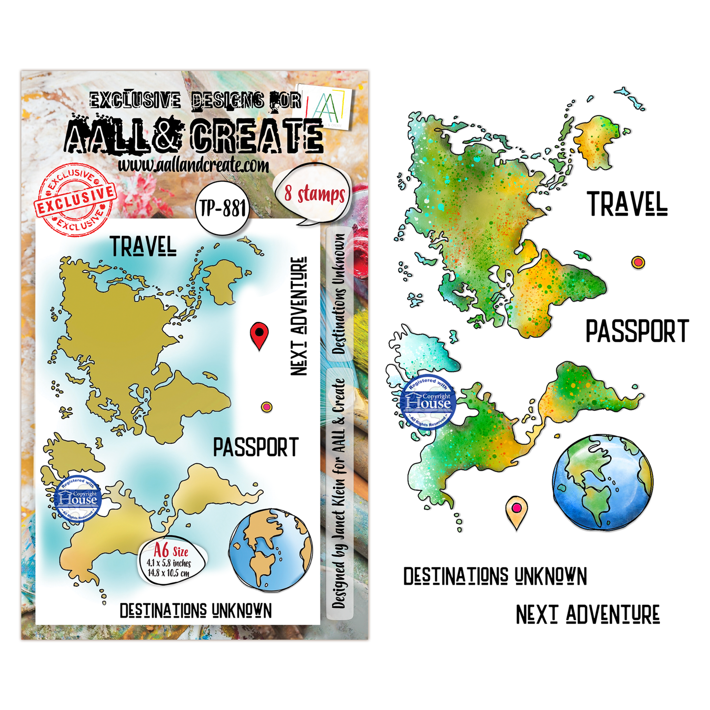 TP-881 - A6 Clear Stamp Set - Destinations Unknown