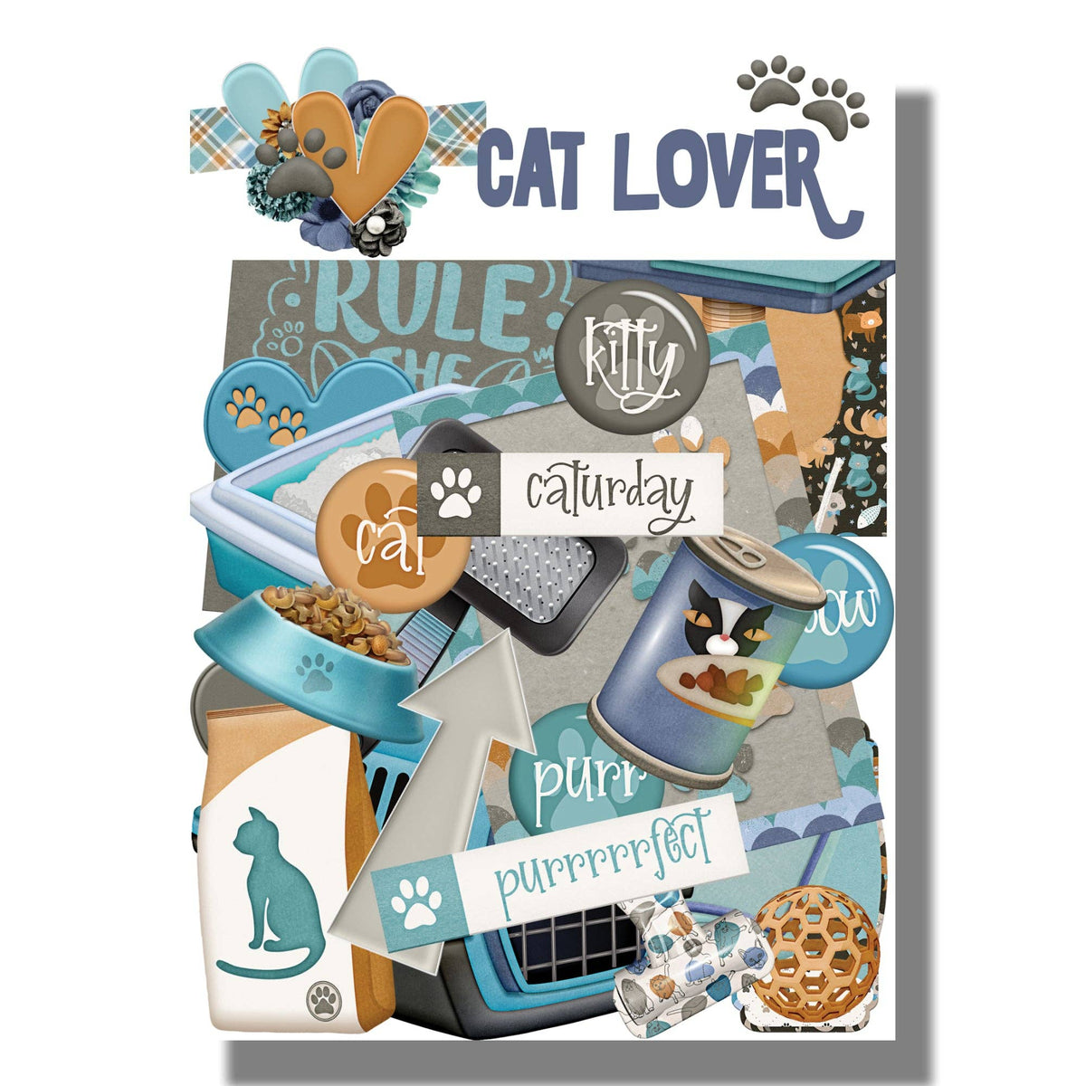 SSC Wholesale - Cat Lover 12 x 12 Scrapbook Paper & Embellishment Kit by SSC Designs - 3 Kits