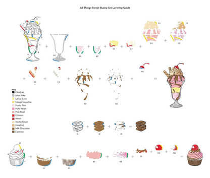 Altenew All Things Sweet Laying Stamp Set Bundle Stamp and Die Set ALT6748