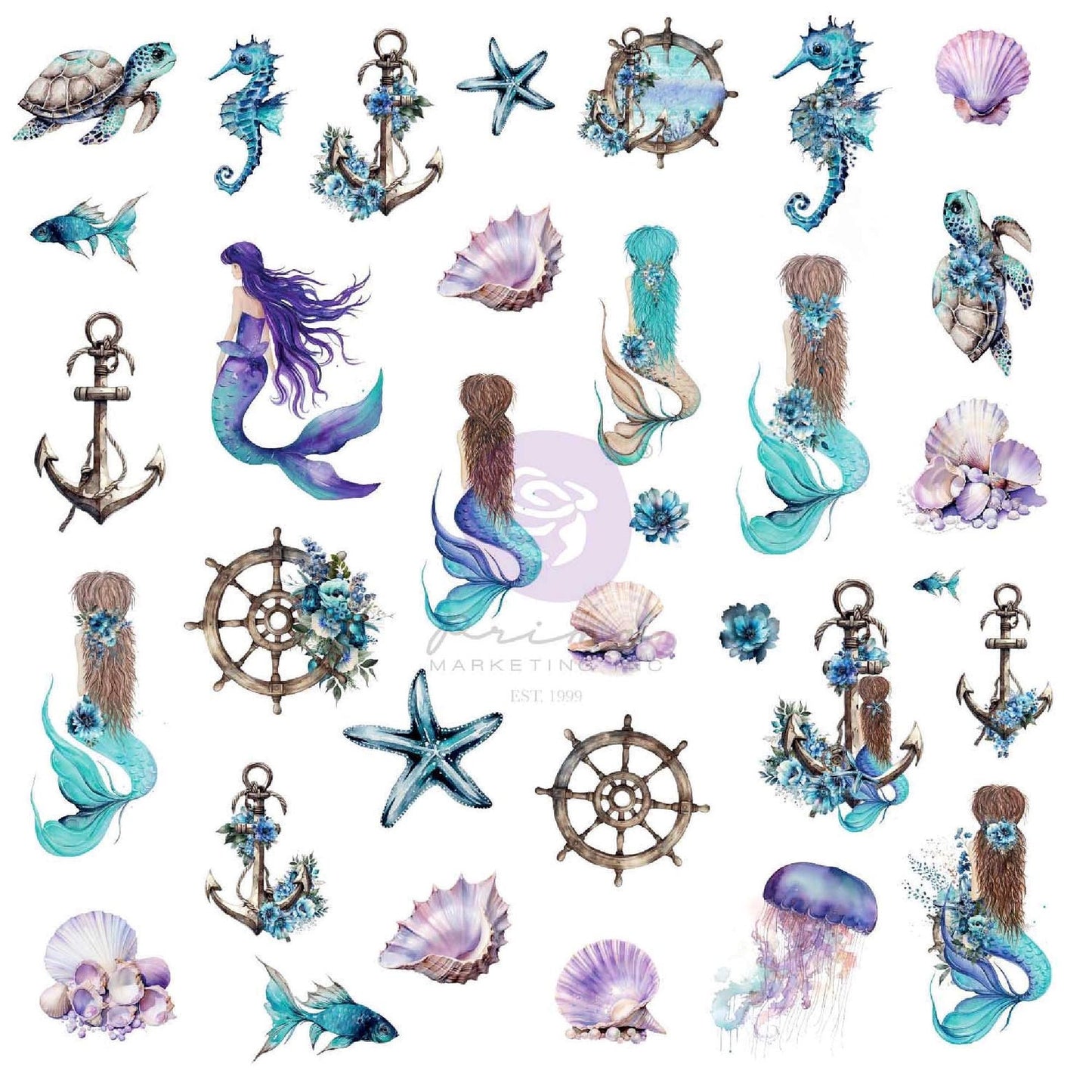 Prima Marketing Mermaid Tail Ephemera various shapes