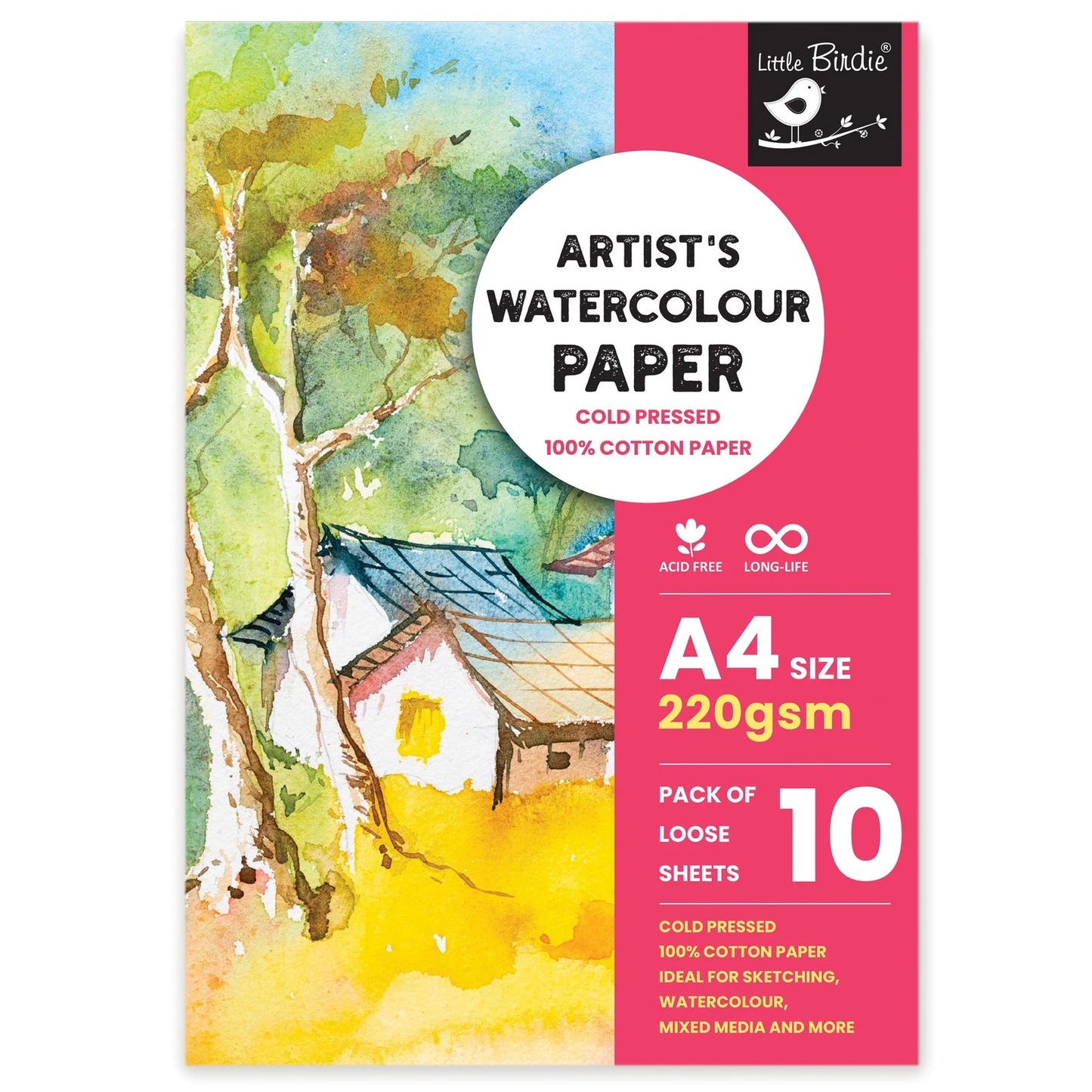 Little Birdie Artist Watercolor Paper A$ 10 Sheets